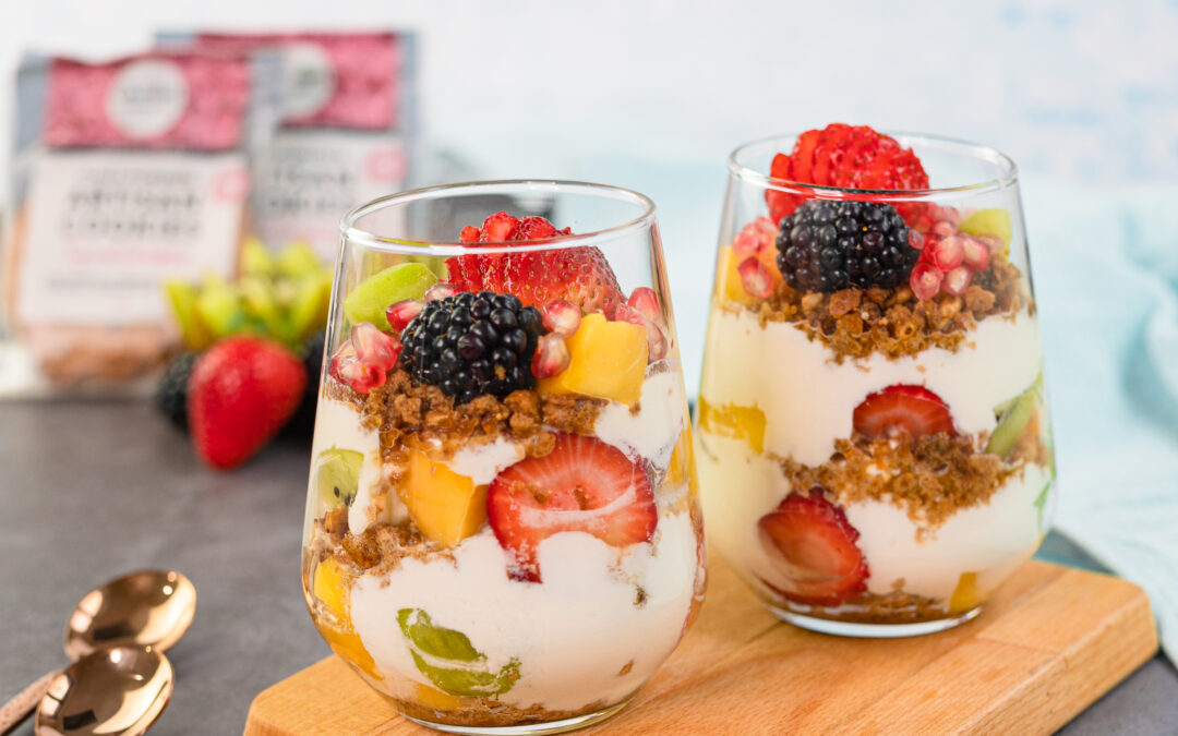 Fruit Parfait with Charlie’s Fig and cranberry Artisan cookies 